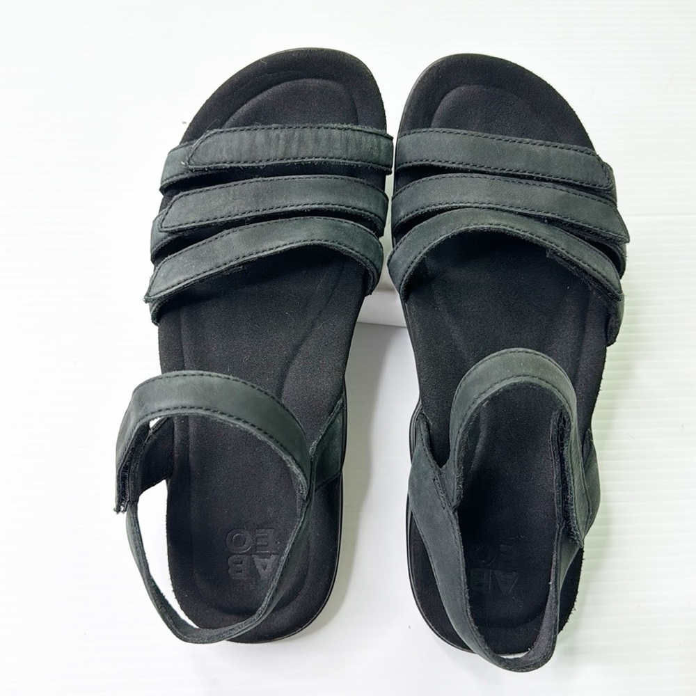ABEO Breezy Black Leather Adjustable Sandals (6.5) - Picture 3 of 8